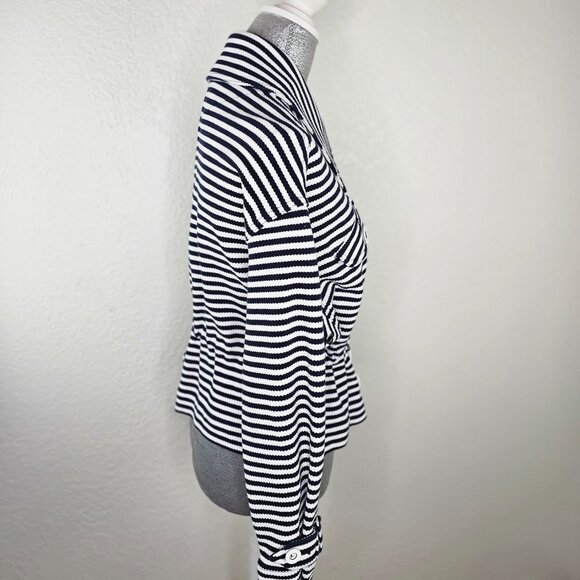 CAbi Knit Harbor White Navy Blue Stripe Sailor Jacket Style 5654 - Picture 7 of 10